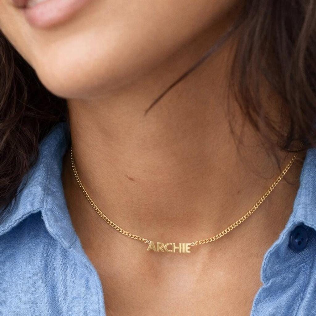 Custom Name Necklace, 925 Sterling Silver, Minimalist Egyptian Style, Personalized Gift